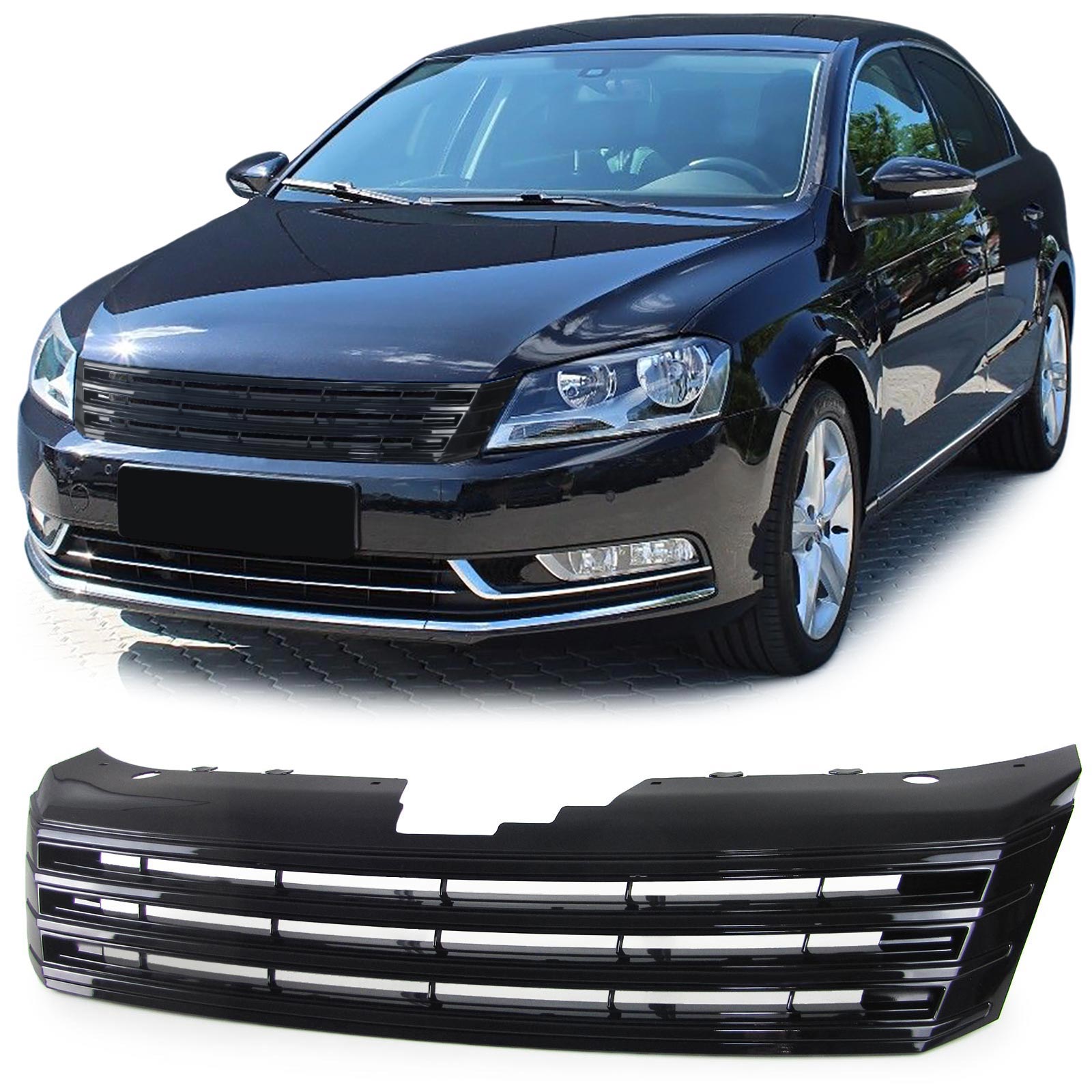 Kühlergrill Sportgrill Grill Schwarz für VW Passat B7 ab 2010- von Carparts-Online GmbH