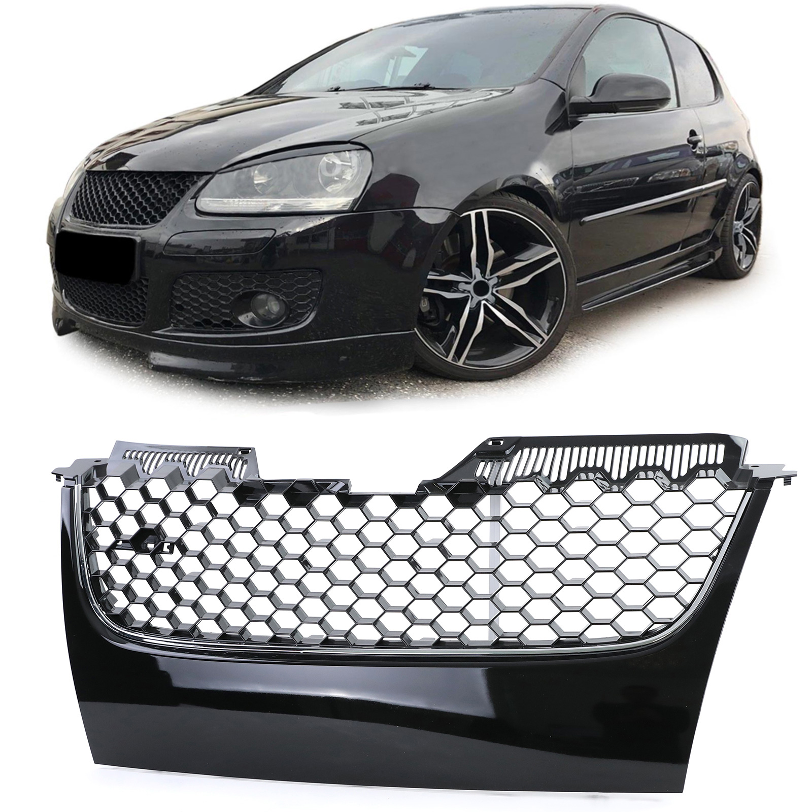 Kühlergrill Sportgrill Grill mit Chrom Leiste für VW Golf 5 GTI ab 2003-2009 von Carparts-Online GmbH