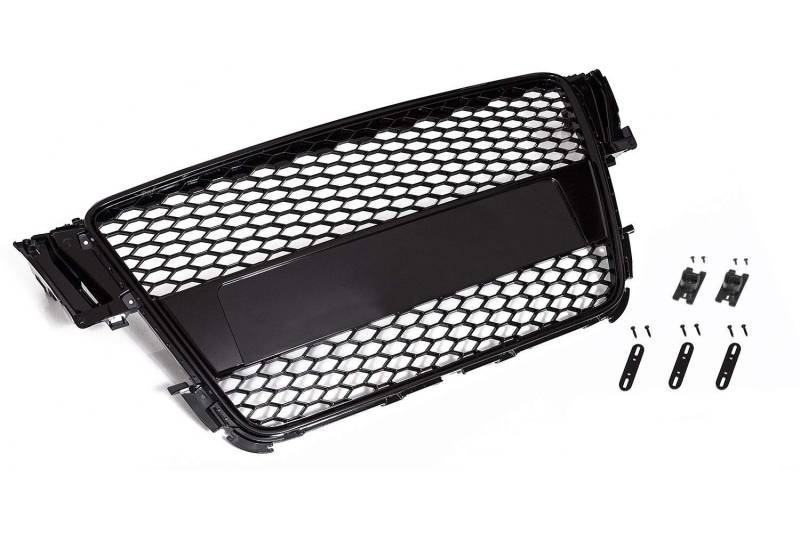 Kühlergrill Sportgrill Waben Glanz Schwarz Emblem Halter für A5 8T 2007-11 von Tuning Fanatics