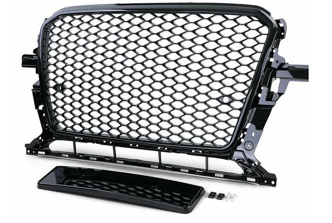 Kühlergrill Sportgrill Waben Schwarz Glanz + PDC Halter für Audi Q5 8R 2012-2016 von Tuning Fanatics