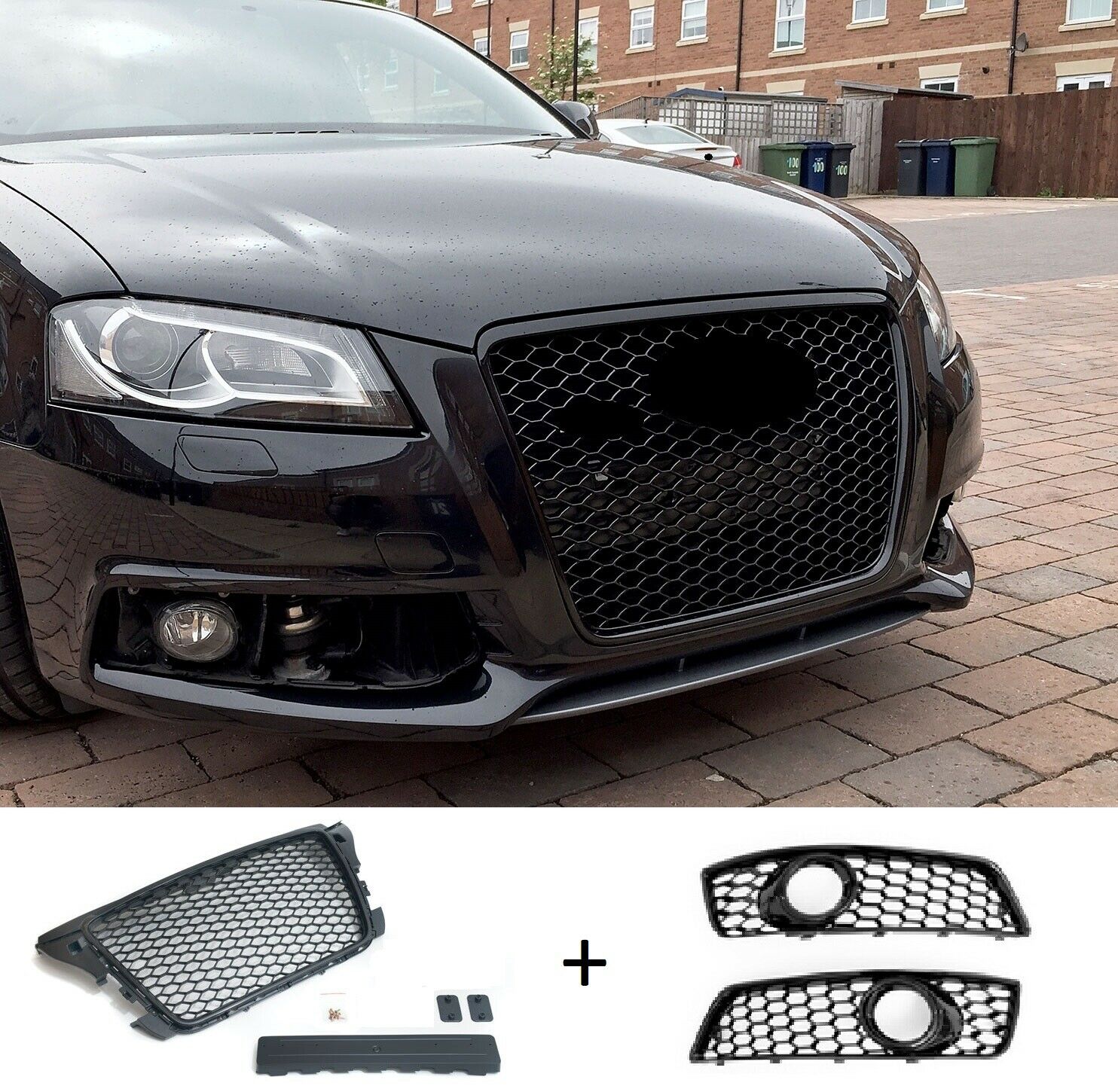 Kühlergrill Sportgrill Wabengrill Grill + Stoßstange Gitter Links + Rechts für Audi A3 8P Facelift 04/2008-2013 von Goingfast GmbH