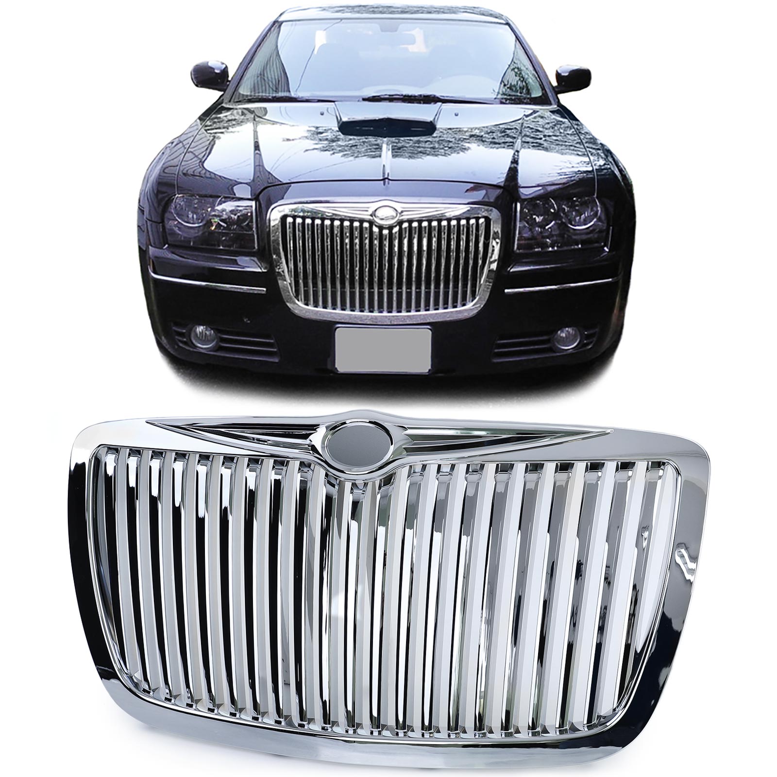 Kühlergrill Sportgrill Wabengrill Grill Chrom im RR Look Typ 1 für Chrysler 300C ab 2004-2011 von Tuning Fanatics