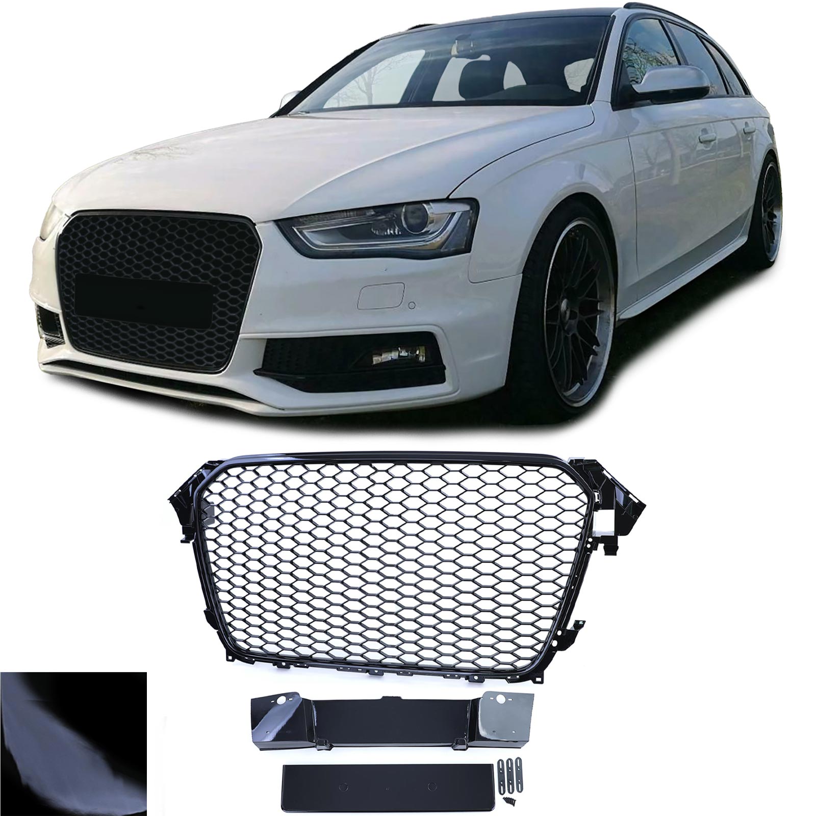 Kühlergrill Sportgrill Wabengrill Grill Schwarz Glanz für Audi A4 B8 8K Facelift ab 2011-2015 von Carparts-Online GmbH