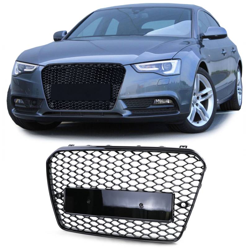 Kühlergrill Sportgrill Wabengrill Grill Schwarz Glanz für Audi A5 8T ab 2011-2017 von Carparts-Online GmbH