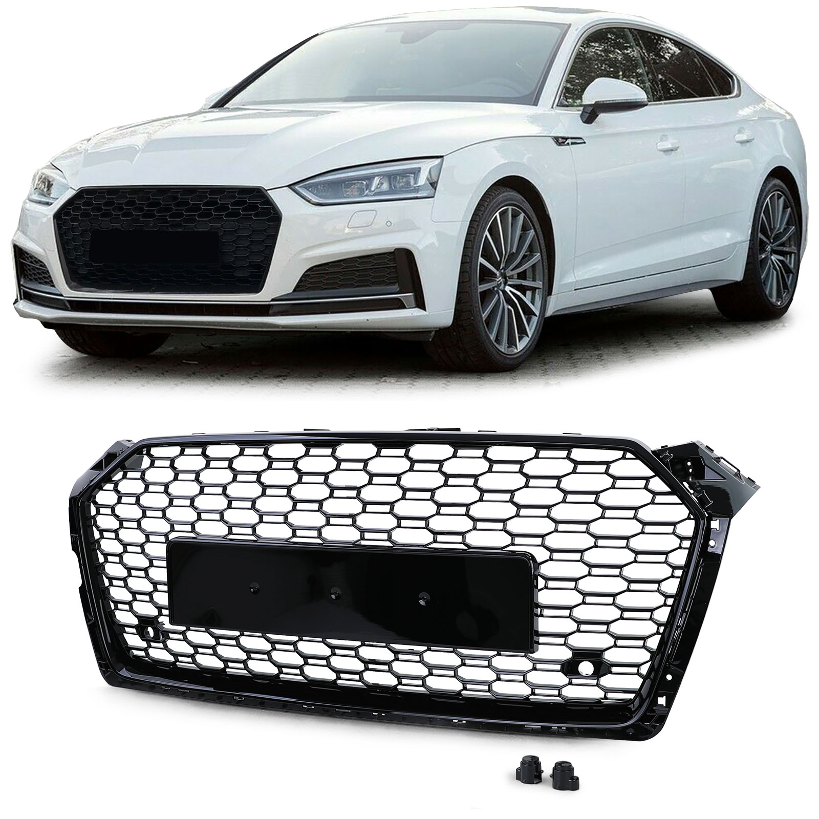 Kühlergrill Sportgrill Wabengrill Grill Schwarz Glanz für Audi A5 F5 ab 2016- von Carparts-Online GmbH