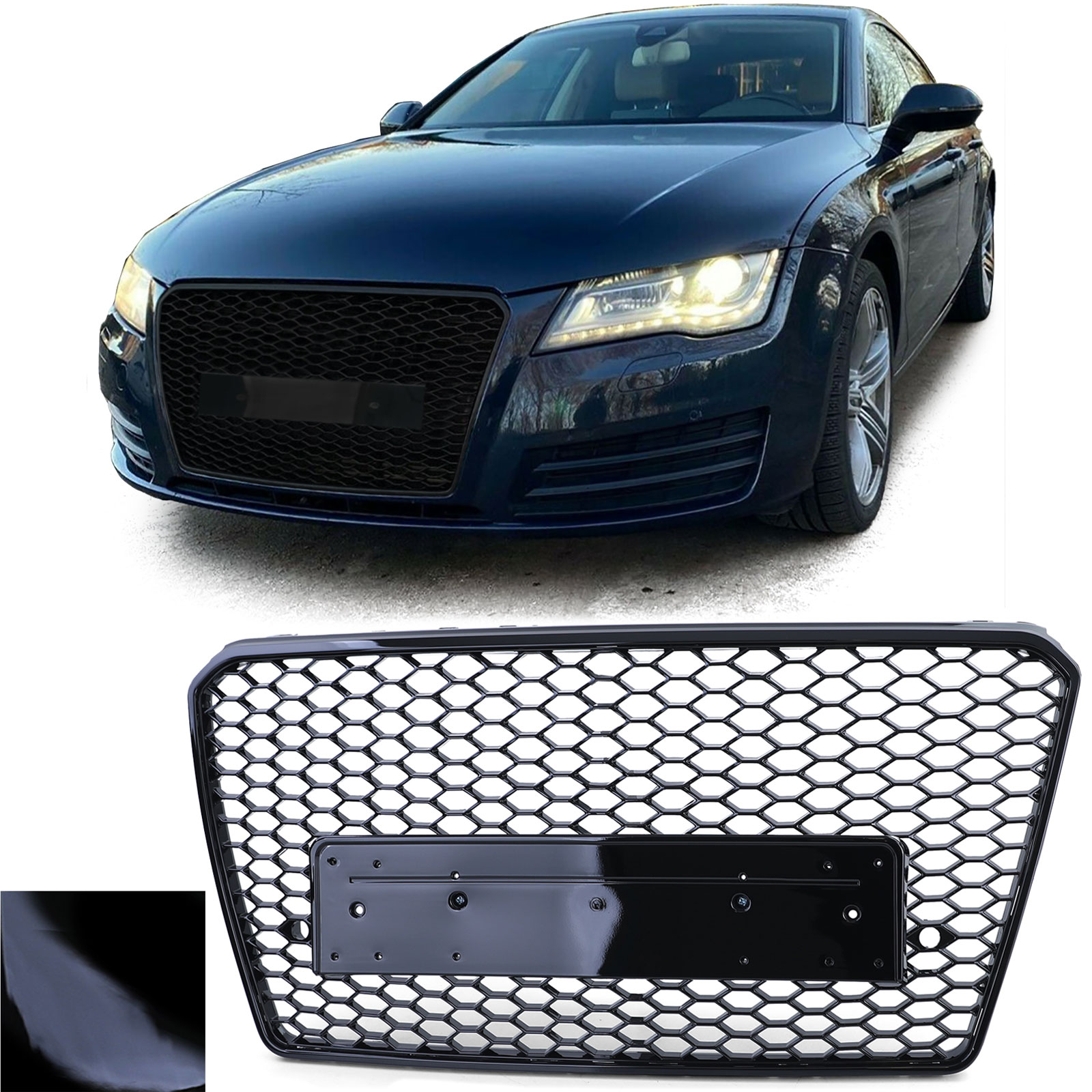 Kühlergrill Sportgrill Wabengrill Grill Schwarz Glanz für Audi A7 4G ab 2010-2014 von Carparts-Online GmbH