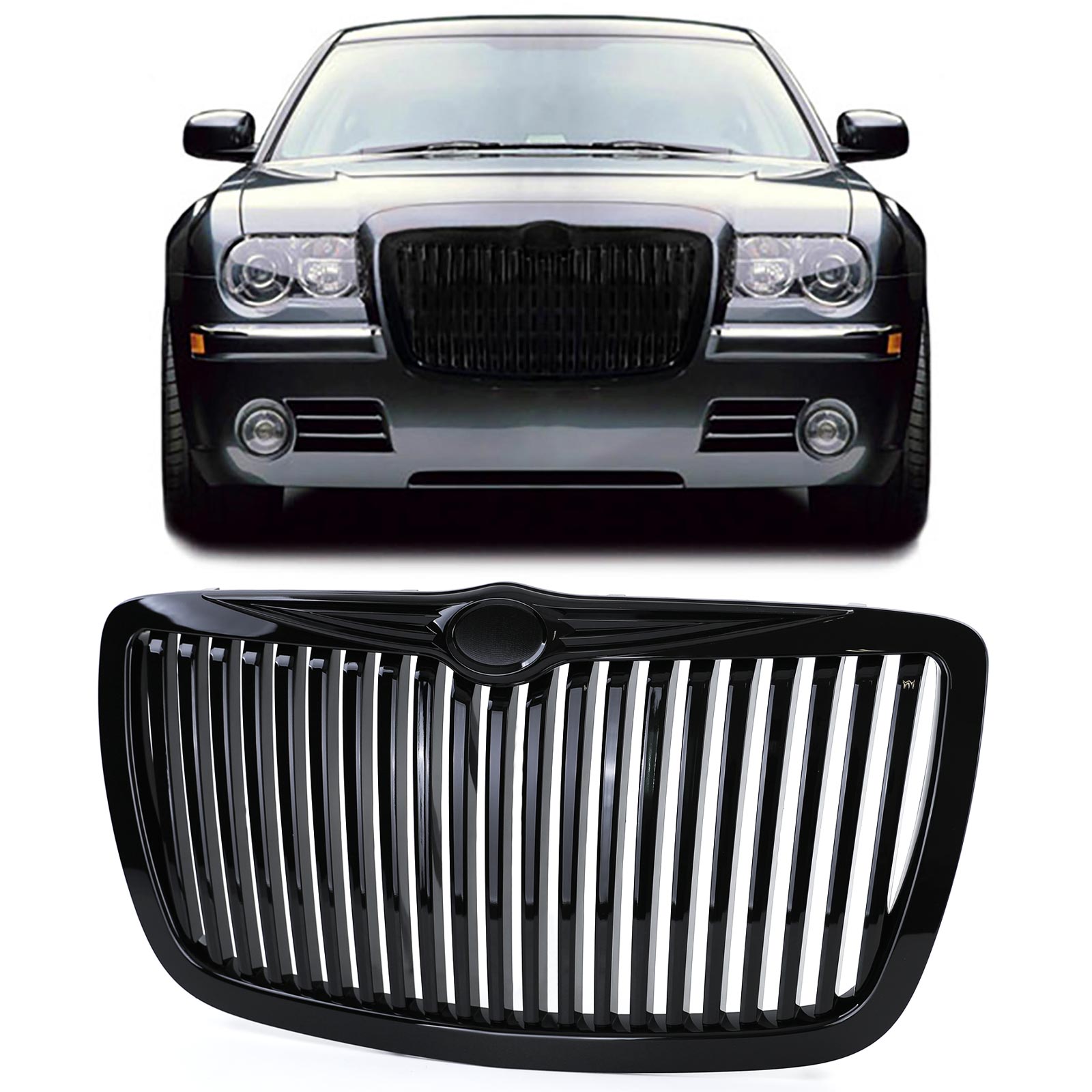 Kühlergrill Sportgrill Wabengrill Grill Schwarz Glanz im RR Look für Chrysler 300C ab 2004-2011 von Carparts-Online GmbH