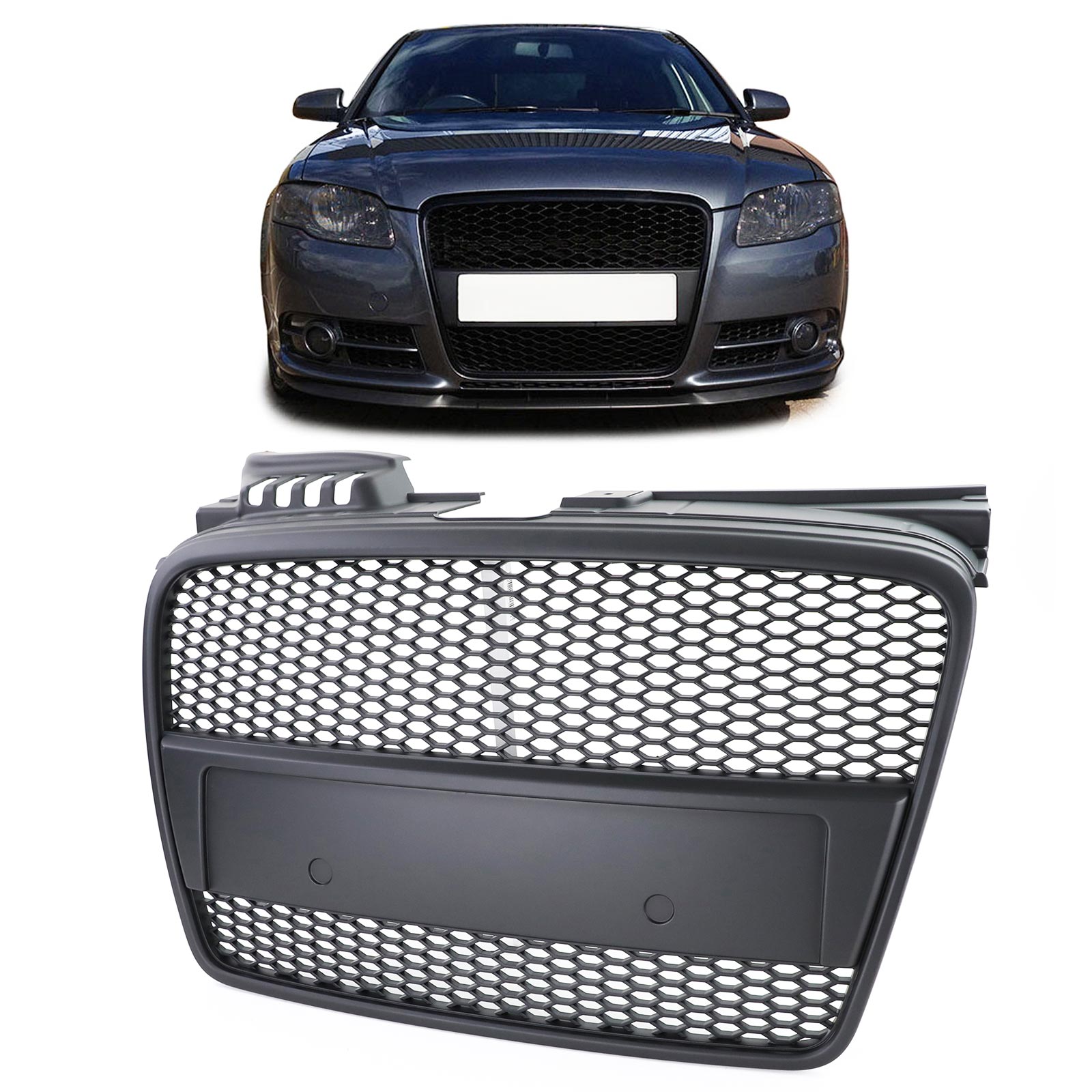 Kühlergrill Sportgrill Wabengrill Grill Schwarz Matt für Audi A4 8E B7 2004-2007 + Cabrio 8H von Carparts-Online GmbH