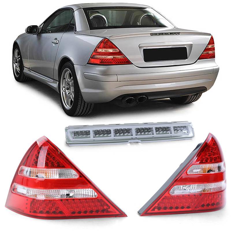 LED Rückleuchten Heckleuchten in Rot Klar + LED Bremsleuchte für Mercedes SLK R170 ab 1996-2004 von Carparts-Online GmbH