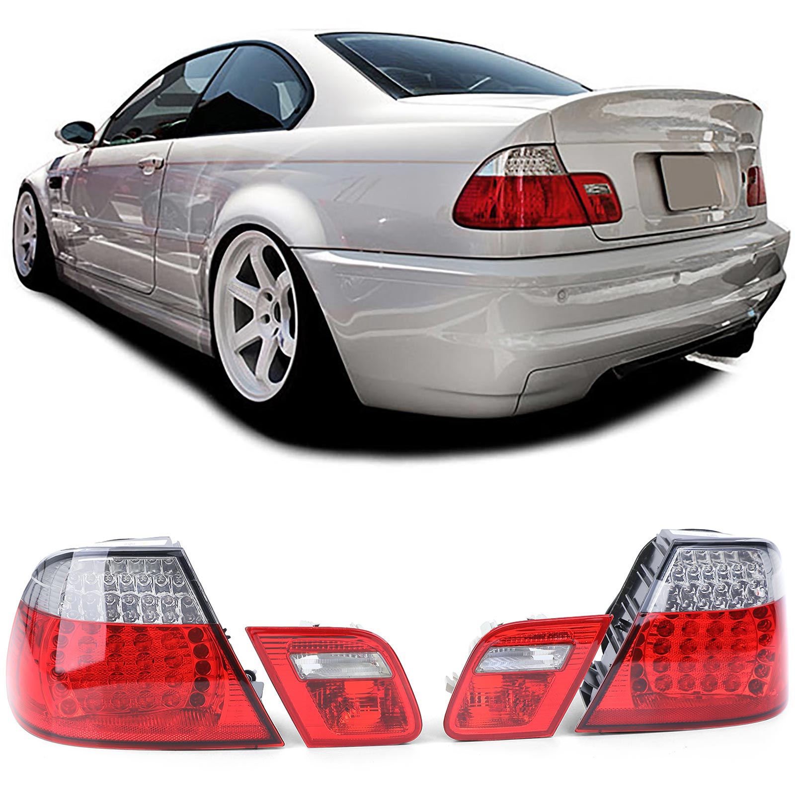 LED Rückleuchten Heckleuchten in Rot Klar Facelift Optik für BMW 3er E46 Coupe ab 1999-2003 von Carparts-Online GmbH