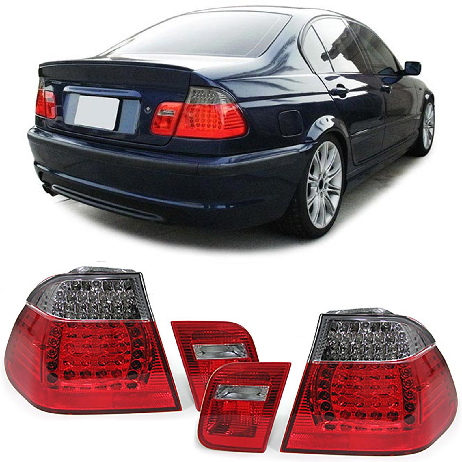 LED Rückleuchten Heckleuchten in Rot Schwarz für BMW 3er E46 Limousine ab 2001-2005 von Carparts-Online GmbH