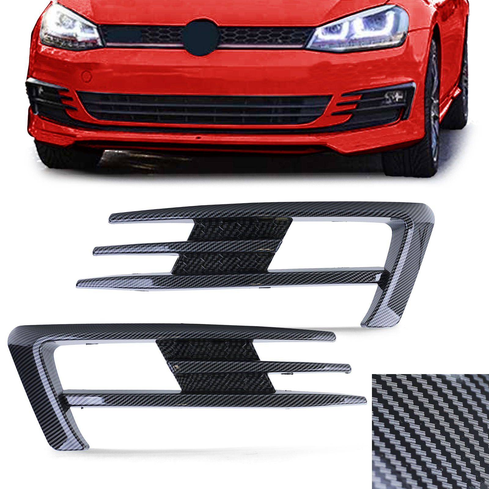 Nebelscheinwerfer Rahmen Gitter Carbon Look für VW Golf 7 VII ab 2012-2016 von Carparts-Online GmbH