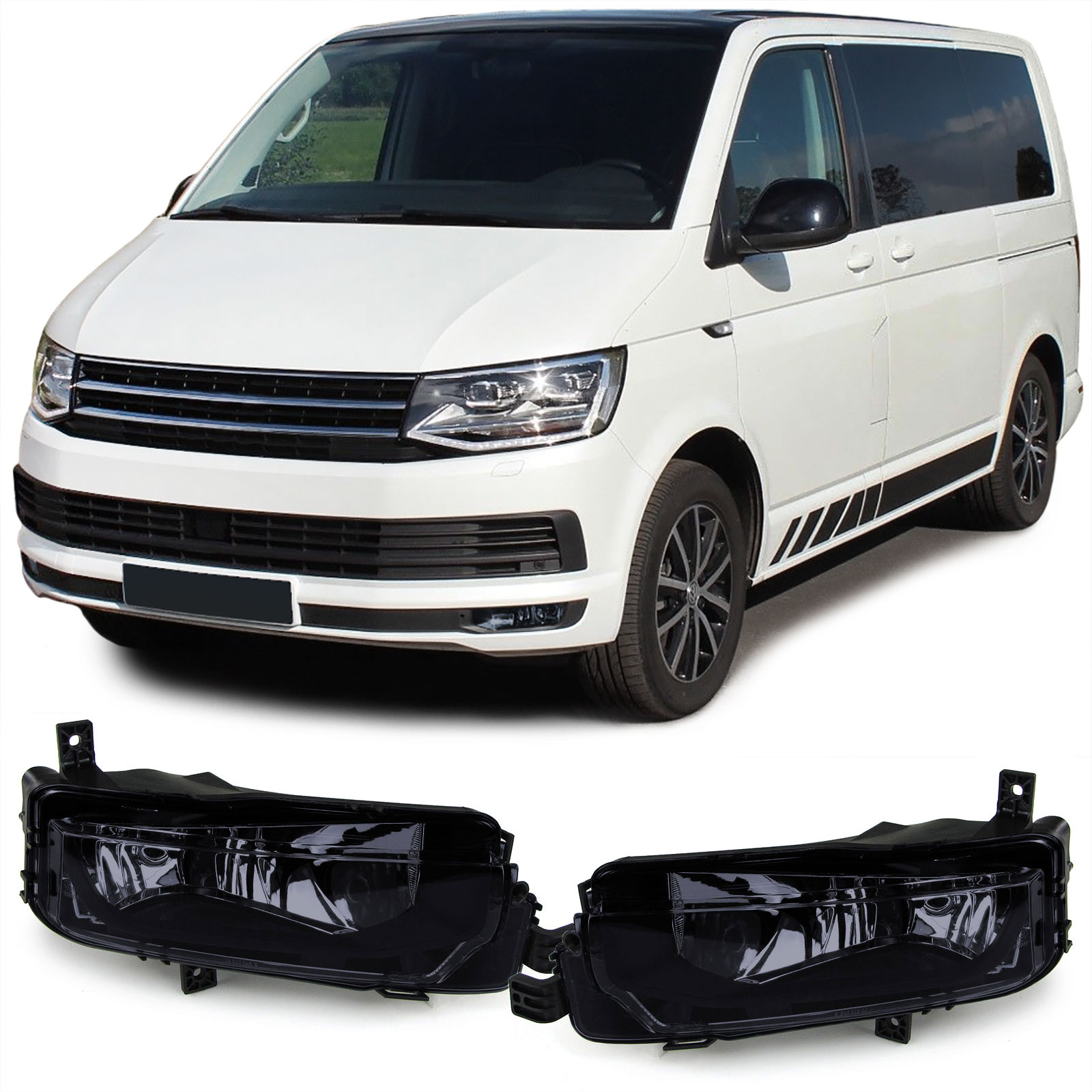 Nebelscheinwerfer Schwarz LINKS + RECHTS für VW T6 VI Bus + Transporter ab 2015- von Carparts-Online GmbH