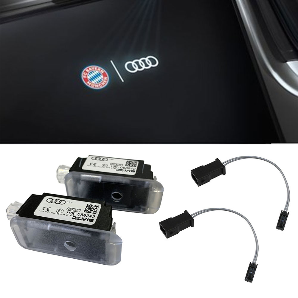 Original Audi Bayern München LED Einstiegsbeleuchtung Logo Türe Projektor SET Links + Rechts inklusive Adapter SET von Volkswagen AG