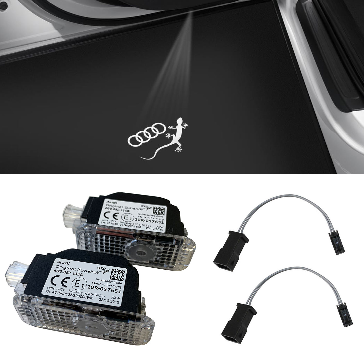 Original Audi Echse Ringe LED Einstiegsbeleuchtung Tür Logo Adapter VIELE AUDI von Volkswagen AG