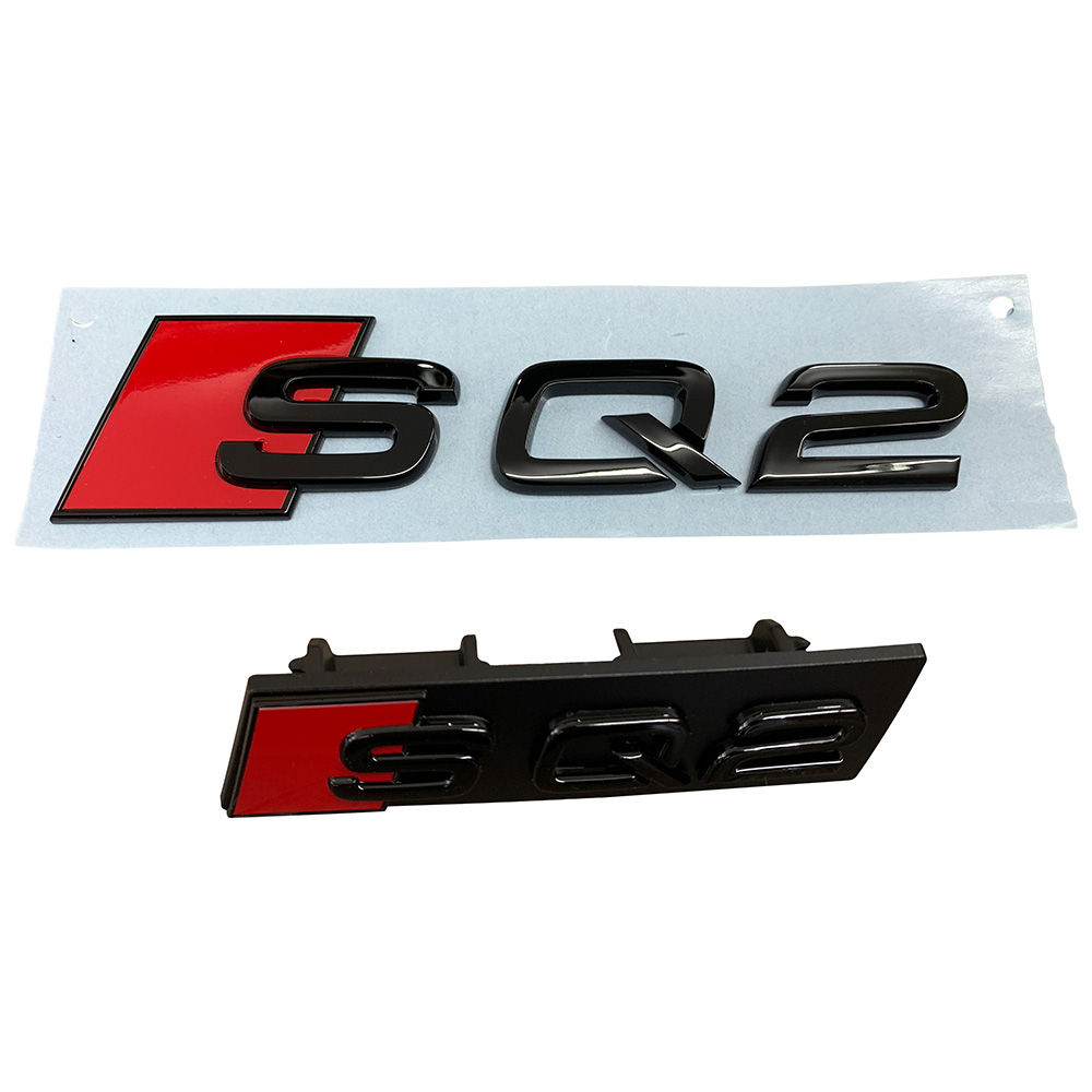 Original Audi Q2 SQ2 Black Edition Emblem Schriftzug Logo Emblem Schwarz glänzend Heck + Kühlergrill von Tuning Fanatics