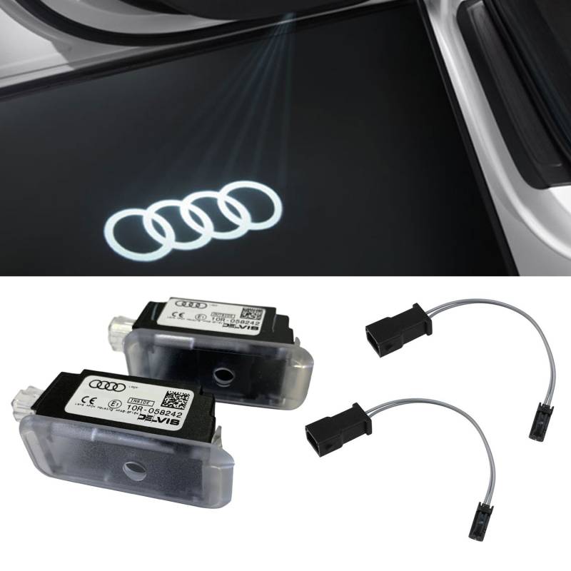 Original Audi Ringe LED Einstiegsbeleuchtung Tür Logo + Adapter für viele Audi von Tuning Fanatics