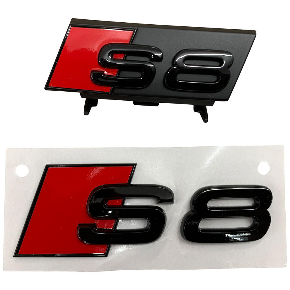 Original Audi S8 A8 Black Edition Emblem Schriftzug Logo Emblem Schwarz glänzend Heck + Kühlergrill von Volkswagen AG