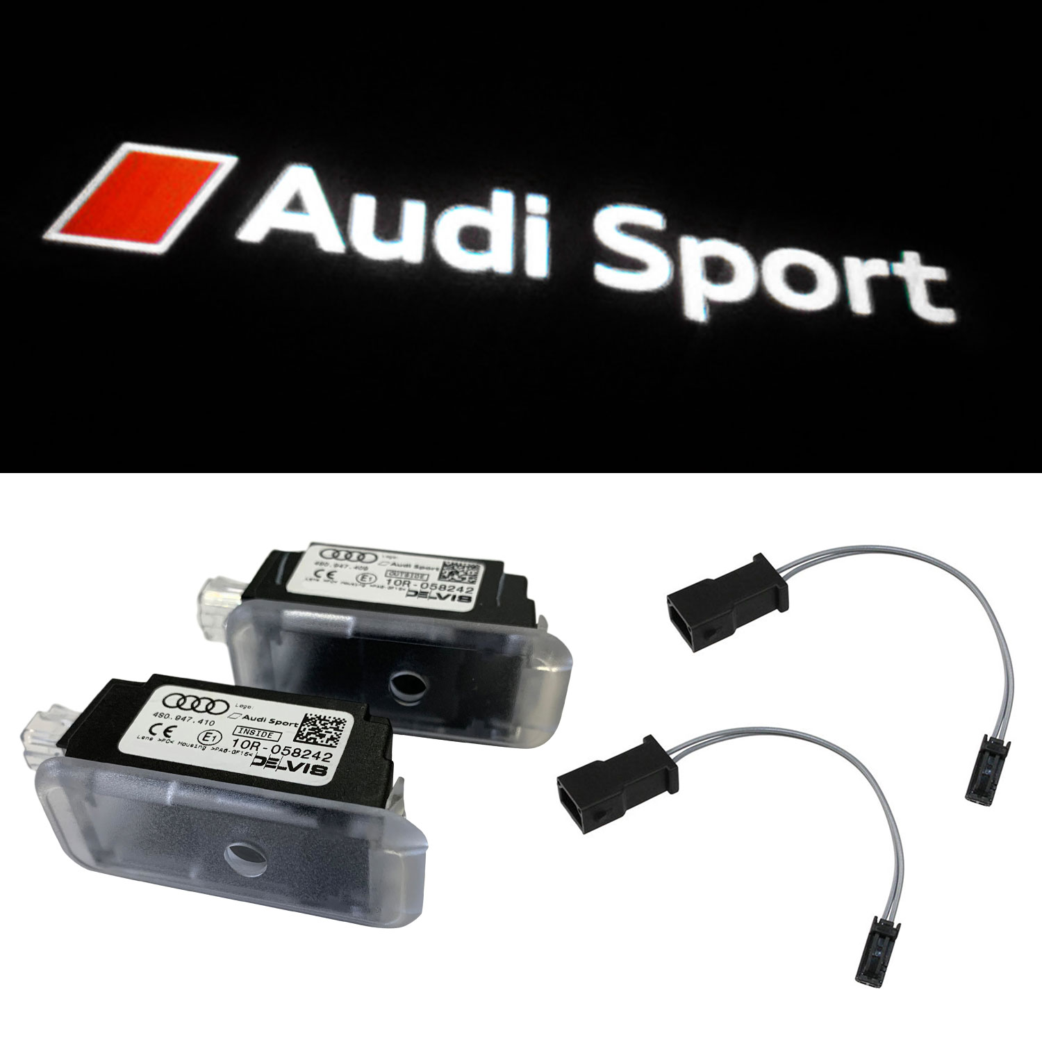 Original Audi Sport LED Einstiegsbeleuchtung Tür Logo + Adapter für viele Audi von Volkswagen AG