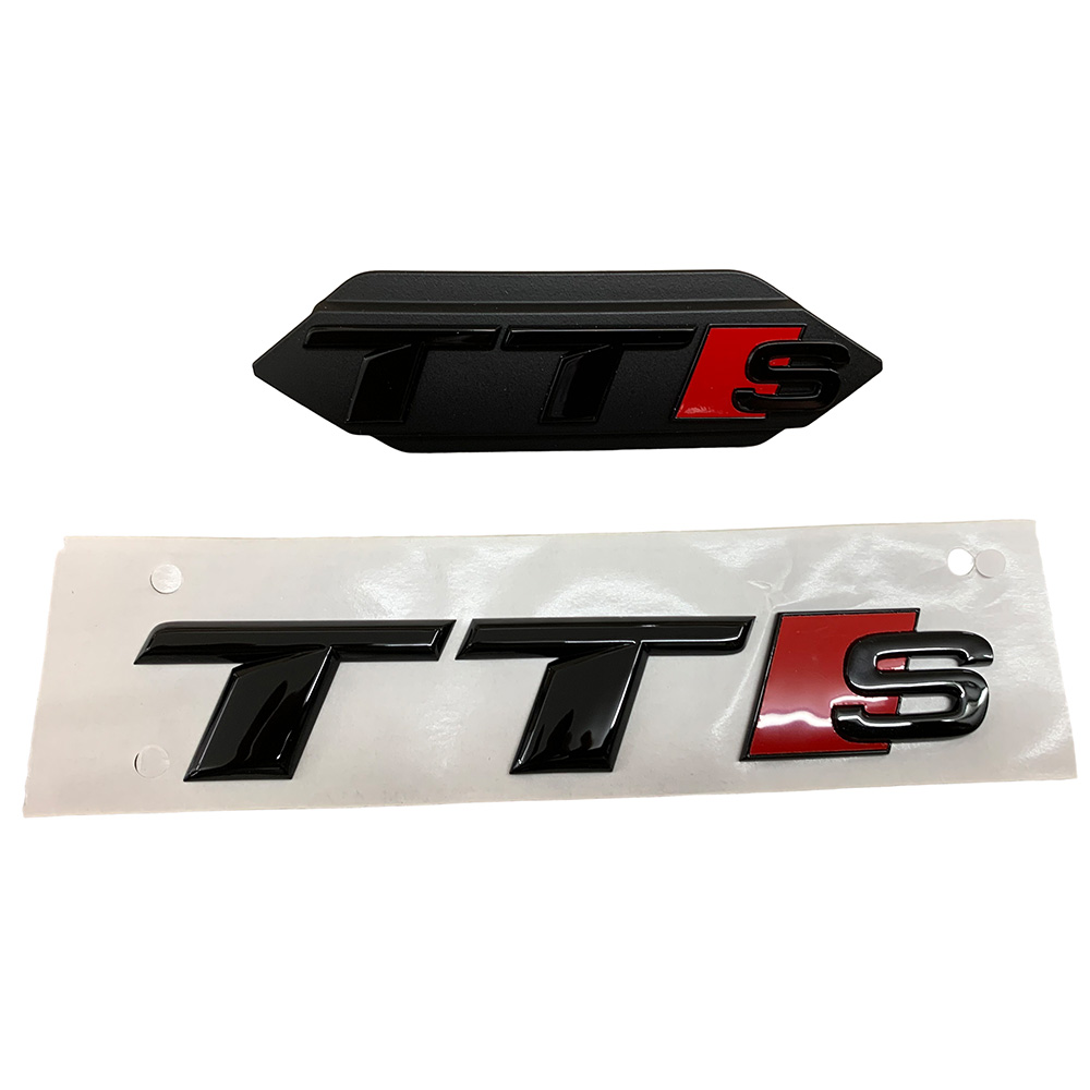 Original Audi TTS TT Black Edition Emblem Schriftzug Logo Emblem Schwarz glänzend Heck + Kühlergrill von Volkswagen AG