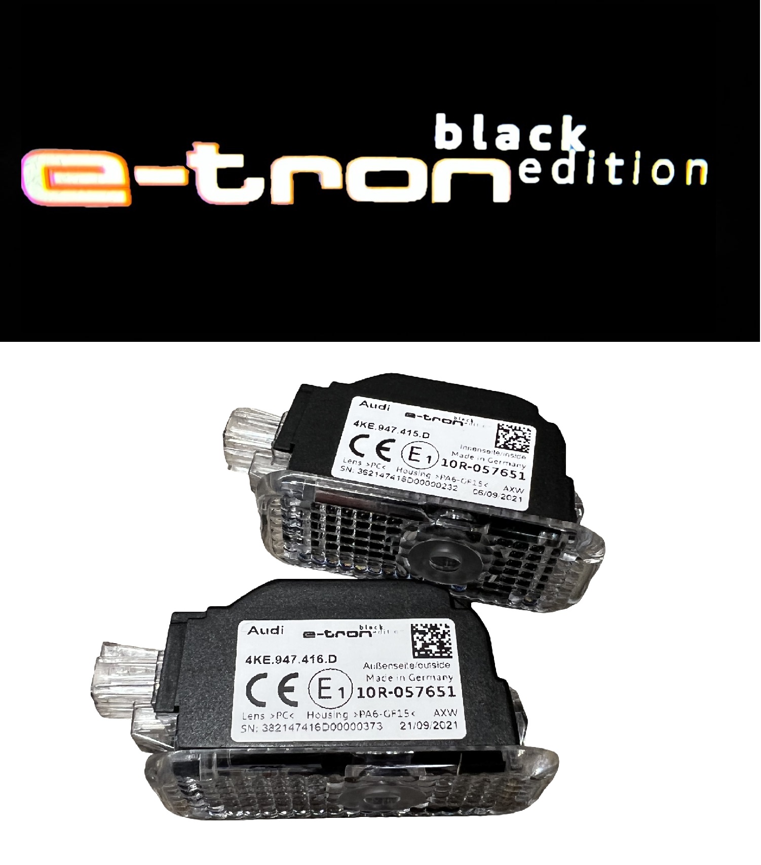 Original Audi "e-tron black edition" LED Einstiegsbeleuchtung Logo Türe Projektor SET Links + Rechts 4KE947415D + 4KE947416D für Audi von Volkswagen AG