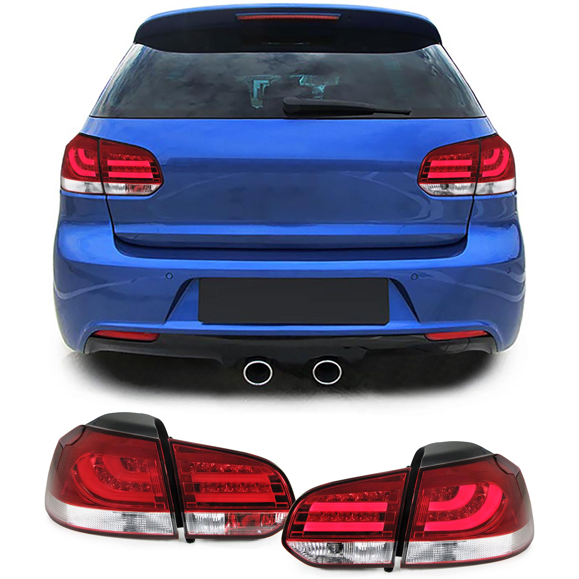 Original LED LIGHTBAR Rückleuchten Heckleuchten in Rot für VW Golf VI 6 ab 2008- von Carparts-Online GmbH