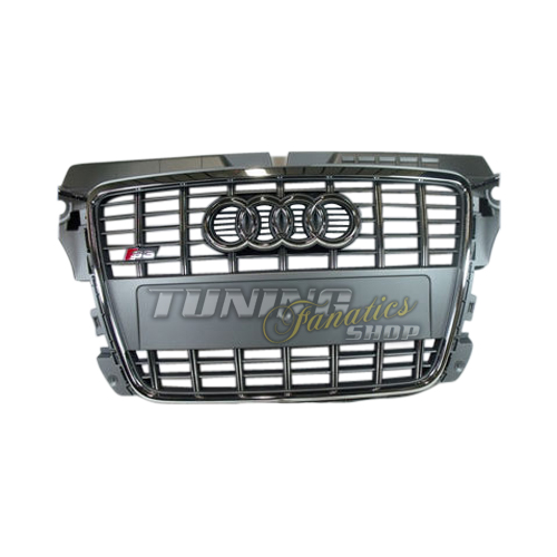 Original S3 Kühlergrill Sportgrill Grill Platinum Grau für Audi A3 S3 8P 2009- von Tuning Fanatics