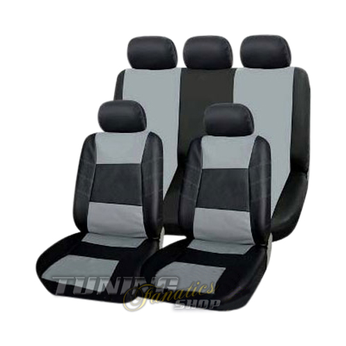 PREMIUM Kunstleder Sitzbezug Auto Bezug Sitz Schwarz-Grau für viele Fahrzeuge von Tuning Fanatics