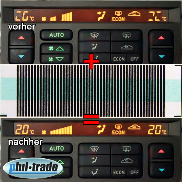 Pixel Reparatur für Saab Klimatronic Temperatur Display Kontaktfolie Flexband von Recambo e.K.