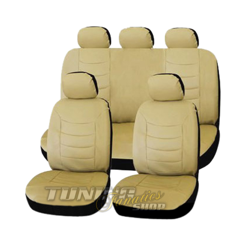 Premium Kunstleder Sitzbezug Auto Sitzbezüge Bezug Beige für viele Fahrzeuge von Tuning Fanatics