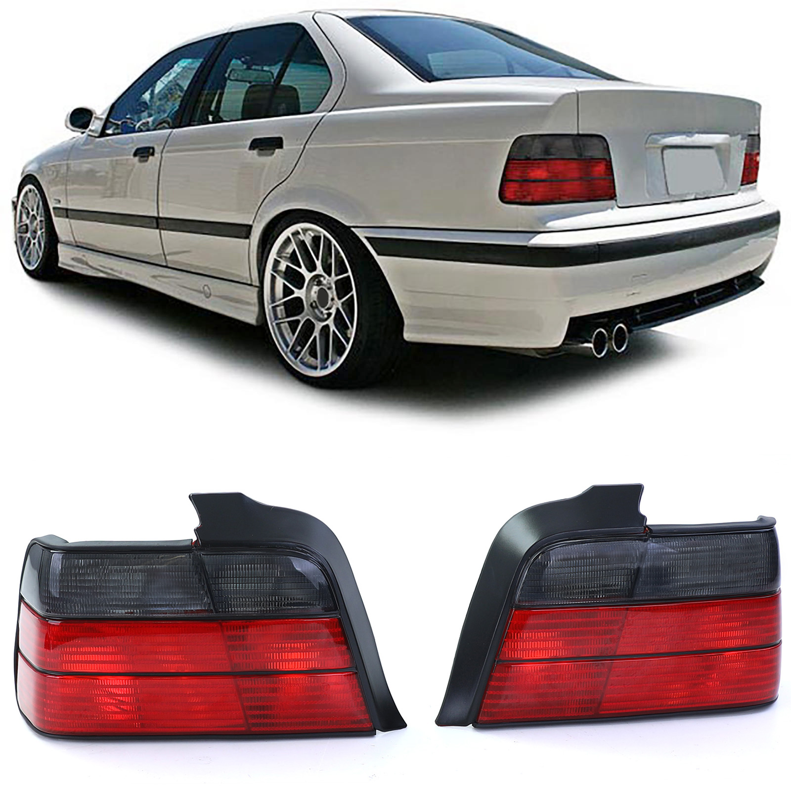 Rückleuchten Heckleuchten Rot Schwarz für BMW 3er E36 Limousine ab 1990-1999 von Carparts-Online GmbH