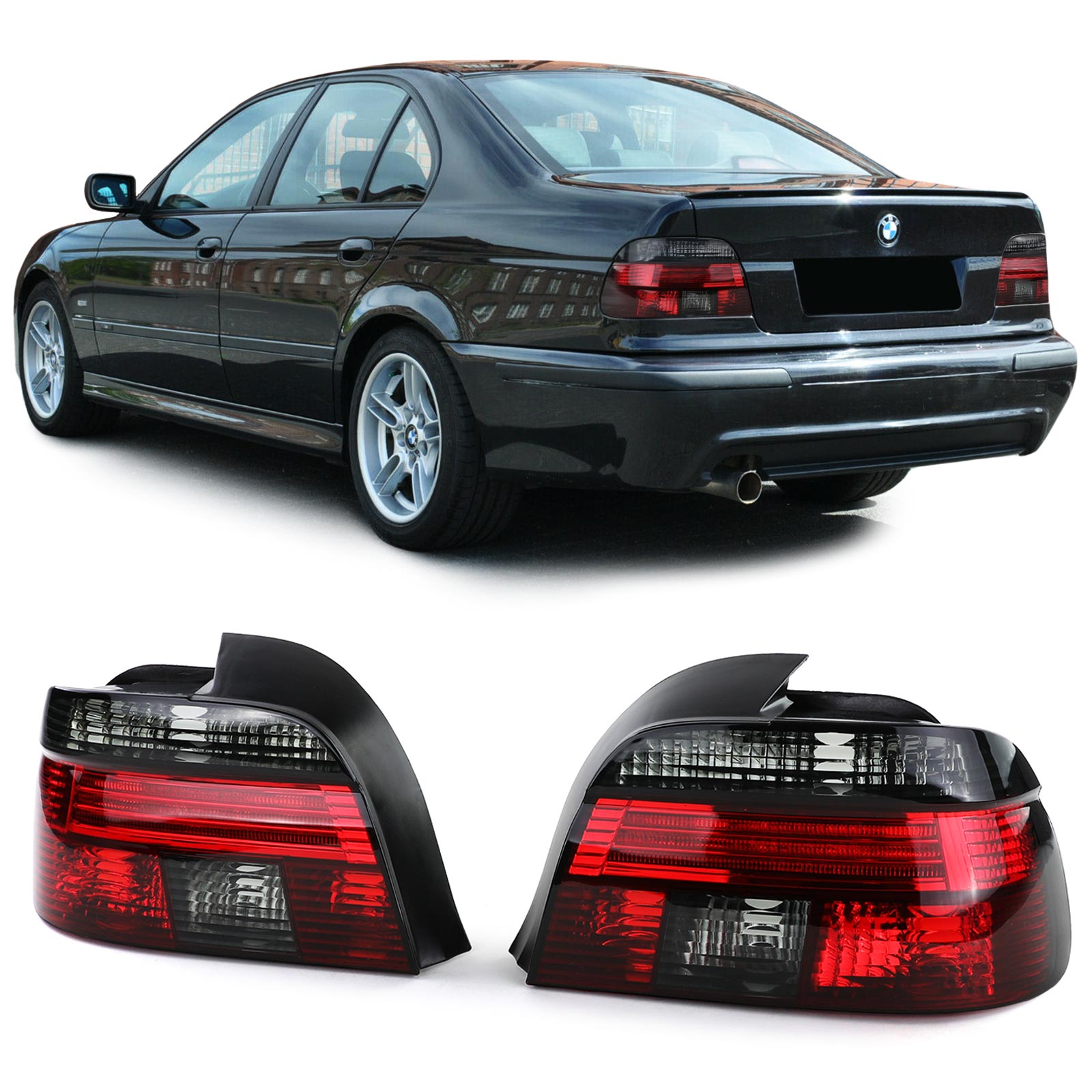 Rückleuchten Heckleuchten Rot Schwarz für BMW 5er E39 Limousine ab 1995-2000 von Tuning Fanatics