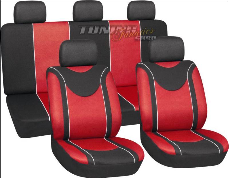 Sitzbezug Sitzbezüge Schonbezüge Sitz Bezug Schoner Rot SET für viele Fahrzeuge von Tuning Fanatics