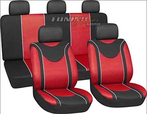 Sitzbezug Sitzbezüge Schonbezüge Sitz Bezug Schoner Rot Set Universal Universell für viele Fahrzeuge von Tuning Fanatics