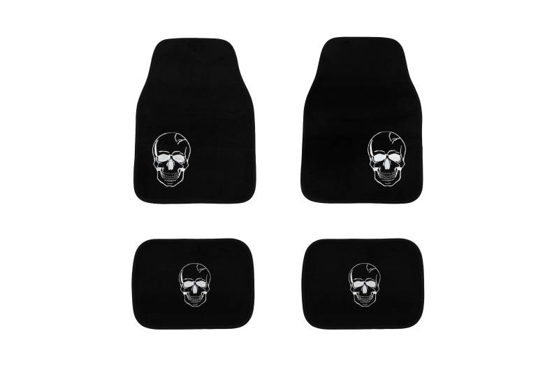 Universal Fußmatten mit Skull Totenkopf Motiv / 4-teilig für vorn + hinten von Tuning Fanatics