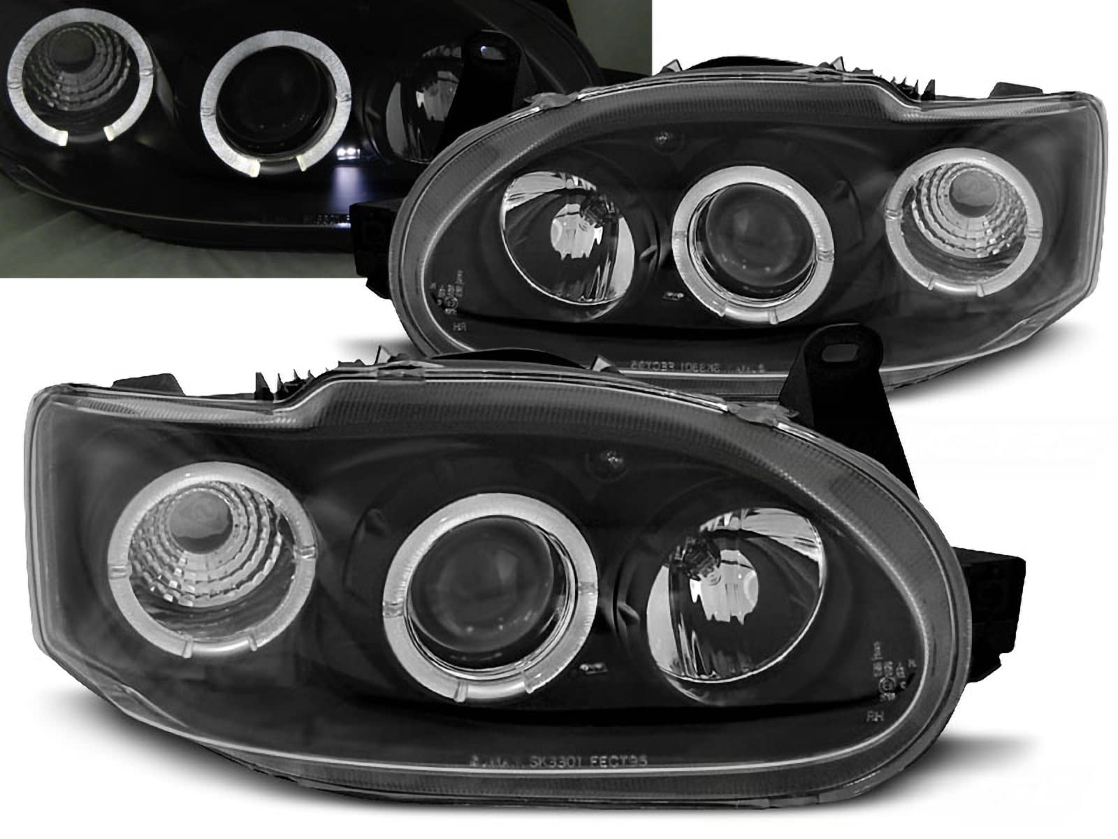 Angel Eyes Scheinwerfer schwarz für Ford Escort MK7 02.1995-2000 von Tuning-Tec