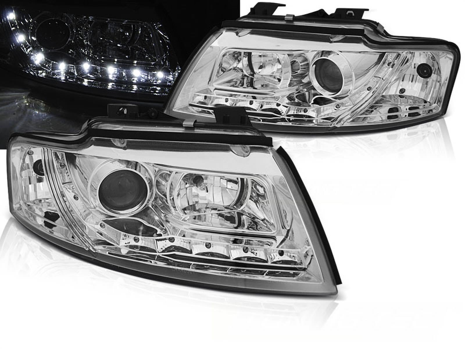 LED Scheinwerfer Set in chrom für Audi A4 8H B6 CABRIO 02-06 von Tuning-Tec