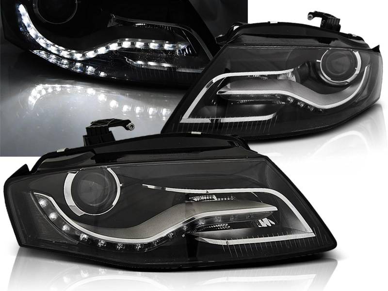 LED Tagfahrlicht Scheinwerfer Set in schwarz für Audi A4 B8-2008- bis 2011 von Tuning-Tec