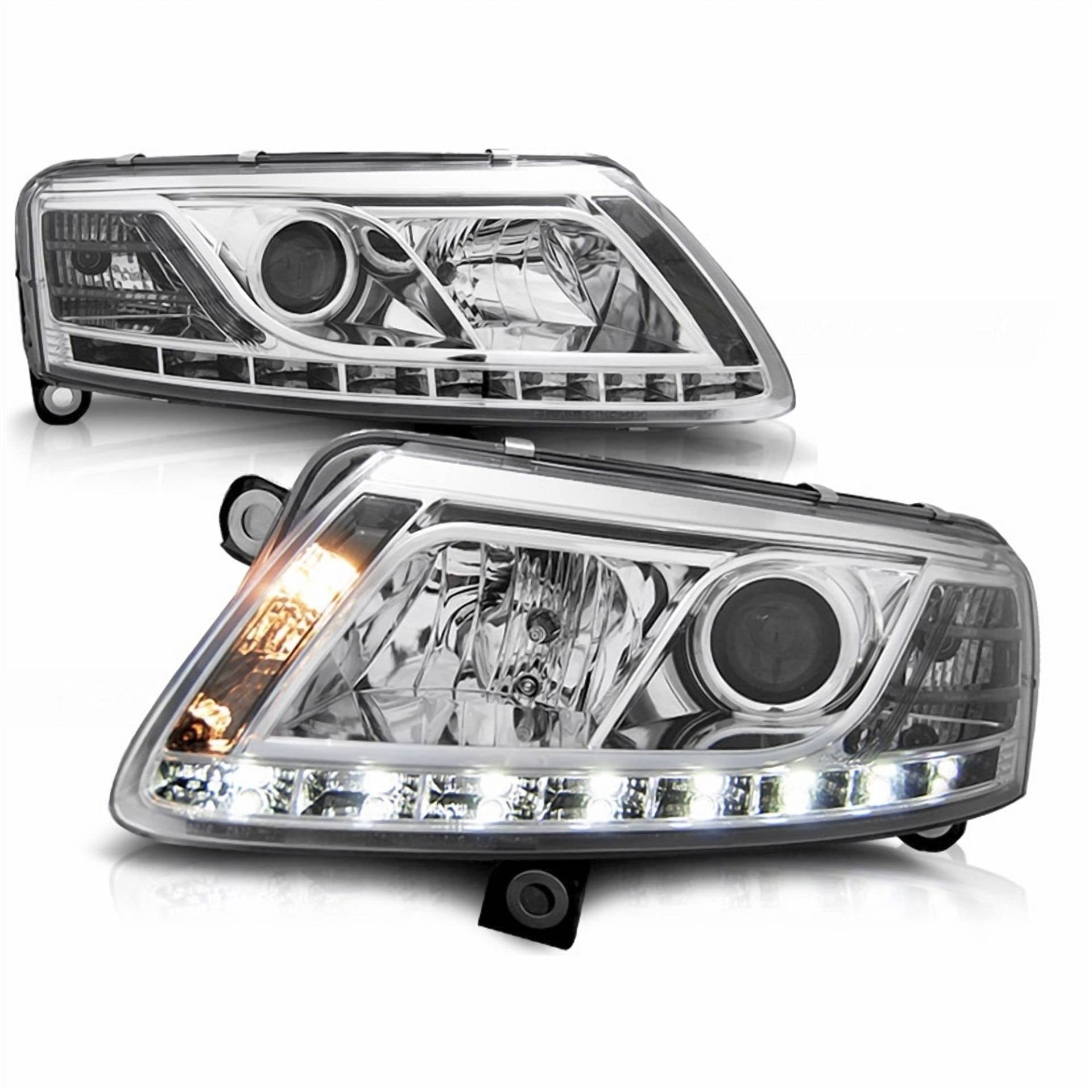 Led Scheinwerfer Set in chrom für Audi A6 C6 4F 2004-2007 von Tuning-Tec