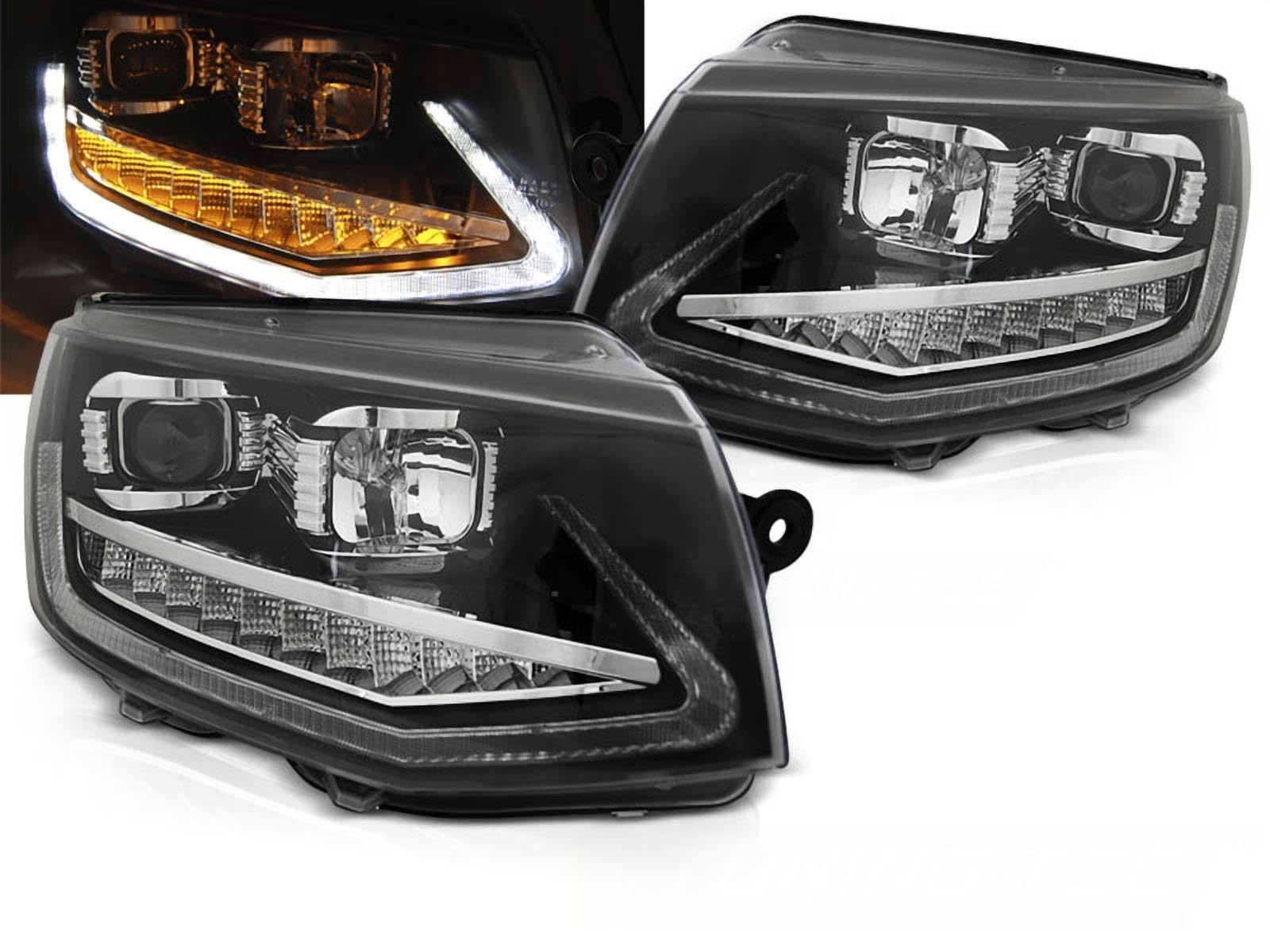 Led dynamische Blinker Tagfahrlicht Light Tube Scheinwerfer für VW T6 2015-2019in schwarz von Tuning-Tec