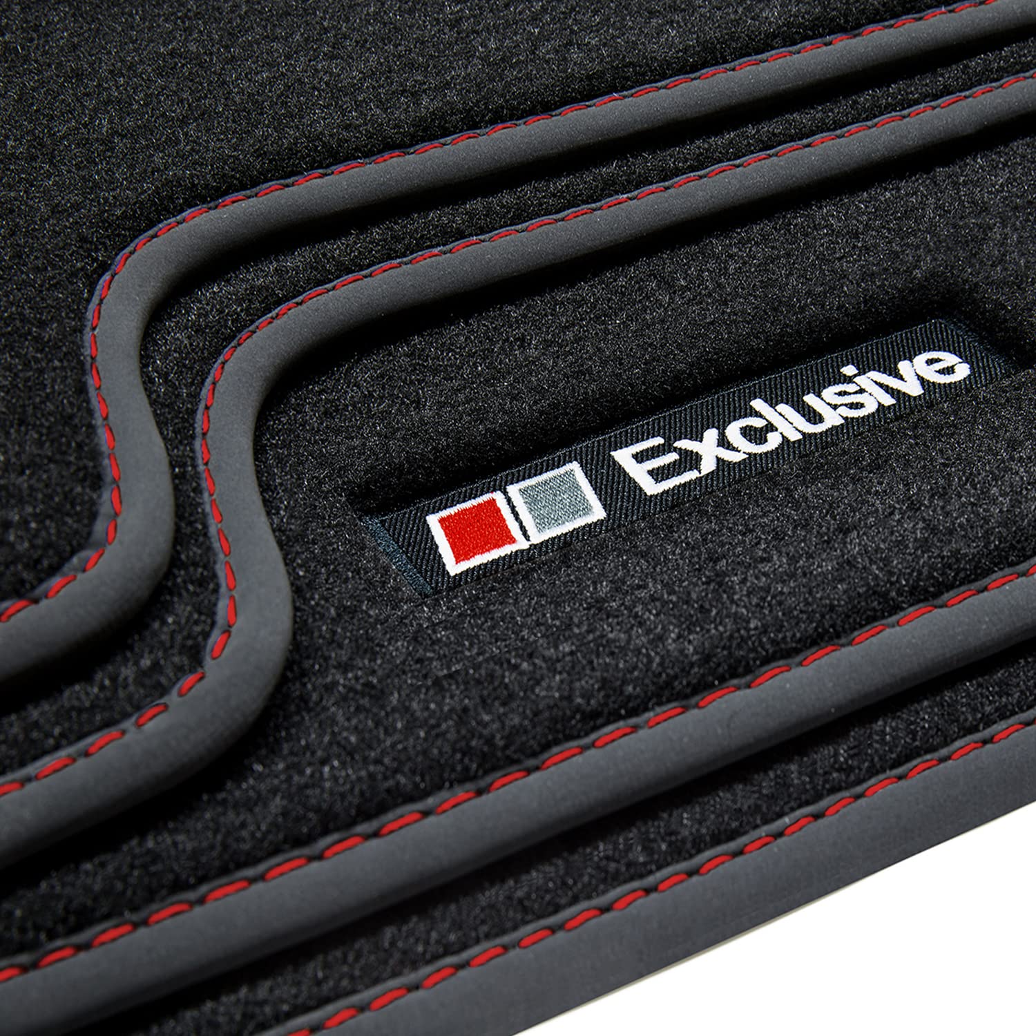 tuning-art A48-P3 Fußmatten Exclusive-Line passend für Seat Leon 3 5F 5Türer ST Kombi 2012-2019, Naht:Rot von tuning-art