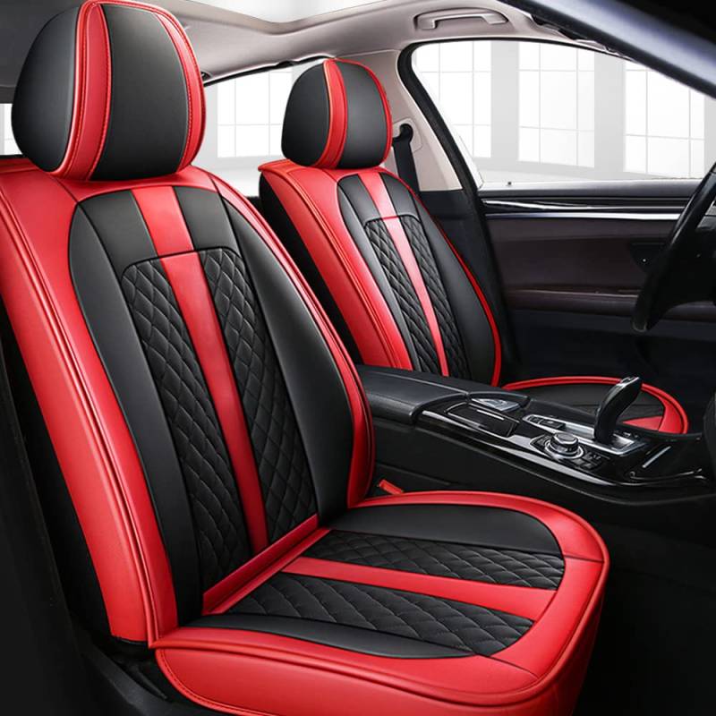 Auto-Sitzbezüge Für Ford Mustang 2004-2020,vordere 2-Sitze Full Set PU Leder Autositzbezug,Schwarz und Rot von Tuqiang