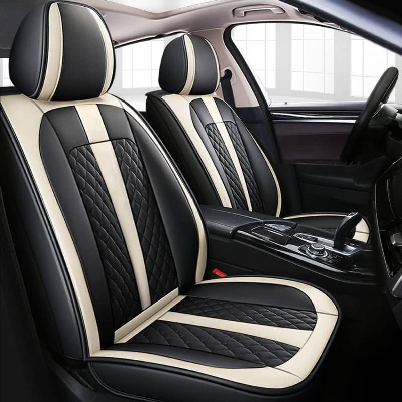 Auto-Sitzbezüge Für VW for Volkswagen Golf 3 5 6 7 Golf3 Golf5 Golf6 Golf7 Tour Variant,vordere 2-Sitze Full Set PU Leder Autositzbezug,Schwarz und weiß von Tuqiang