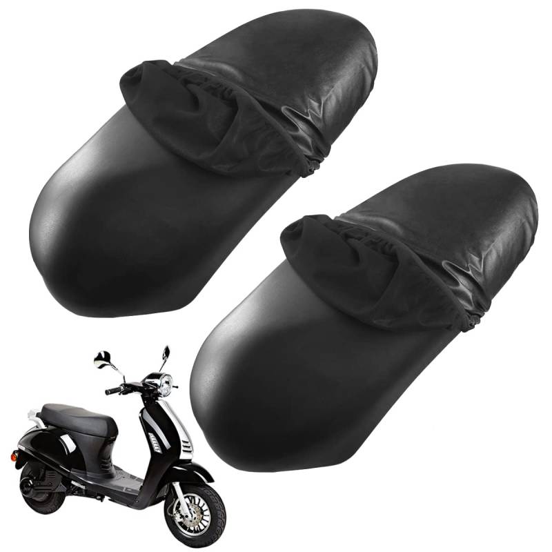 2 PCS Motorrad Sitzbankbezug, PU Leder Sitzbezug Motorrad, Motorradbezug Sitzbankabdeckung Wasserdicht, Universal Motorrad Kissen Sitzabdeckung Staubkissenbezug für Motorrad Roller Sitzschutz, Schwarz von Tuxuzal