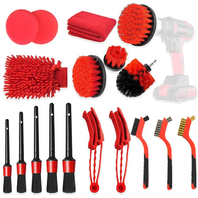 18 Pcs Auto Reinigungsset Innenraum Set,Auto Reinigung Pinsel Set Reinigungsbürsten,Autopflege Set,Auto Detailing Pinsel,Waschset für die Reinigung von Felgen,Lüftungsschlitz,Armaturenbrett,Embleme von Twilight Garage