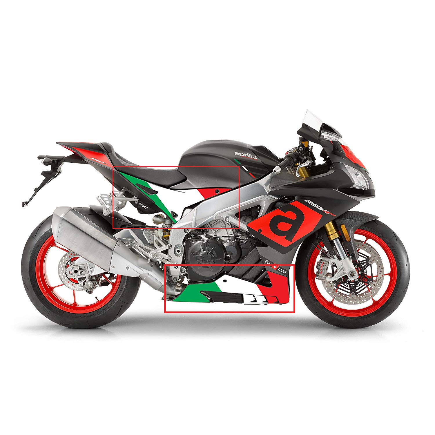 Twisted Melon Aprilia RSV4 Italienischer Stil Bauchnabel- und Seitenscheibenaufkleber Aufkleber Flache Farben 2016 2017 2018 (kann auch andere Jahre passen) von Twisted Melon