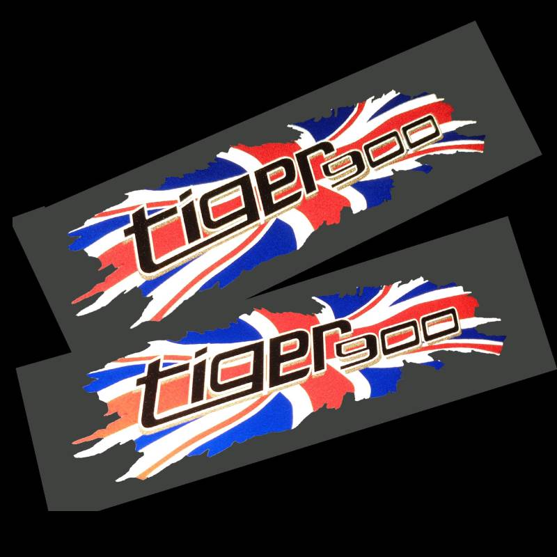 Twisted Melon Triumph Tiger 900 Union Flag Reflektierende Design Grafik-Aufkleber x 2 kleine flache Farbe von Twisted Melon