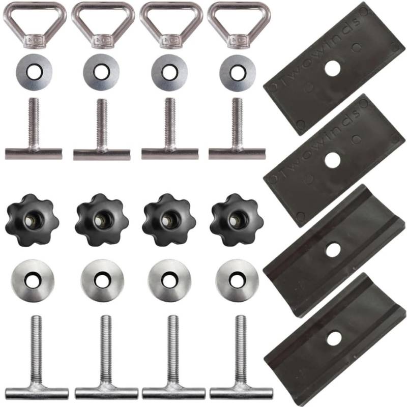 Twowinds Kit Ladungssicherung an Schiene, Fixierschrauben, Basen Unterstützung Schienensicherung, Verankerung Gütern an Schiene, Sichere Gepäckverzurrung T5 T6 California Caravelle 7h5883084c von Twowinds