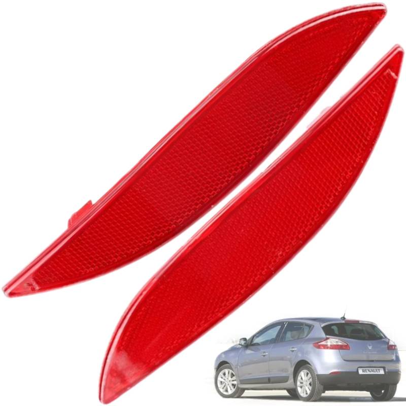 Twowinds Reflektor für Stoßstange, Kompatibel mit Renault Megane III MK3 (2008-2013), Reflektoren Rot, Hintere Stoßstange, Rechts und Links, 265600004R 265650004R (2 Stück, beide Seiten) von Twowinds