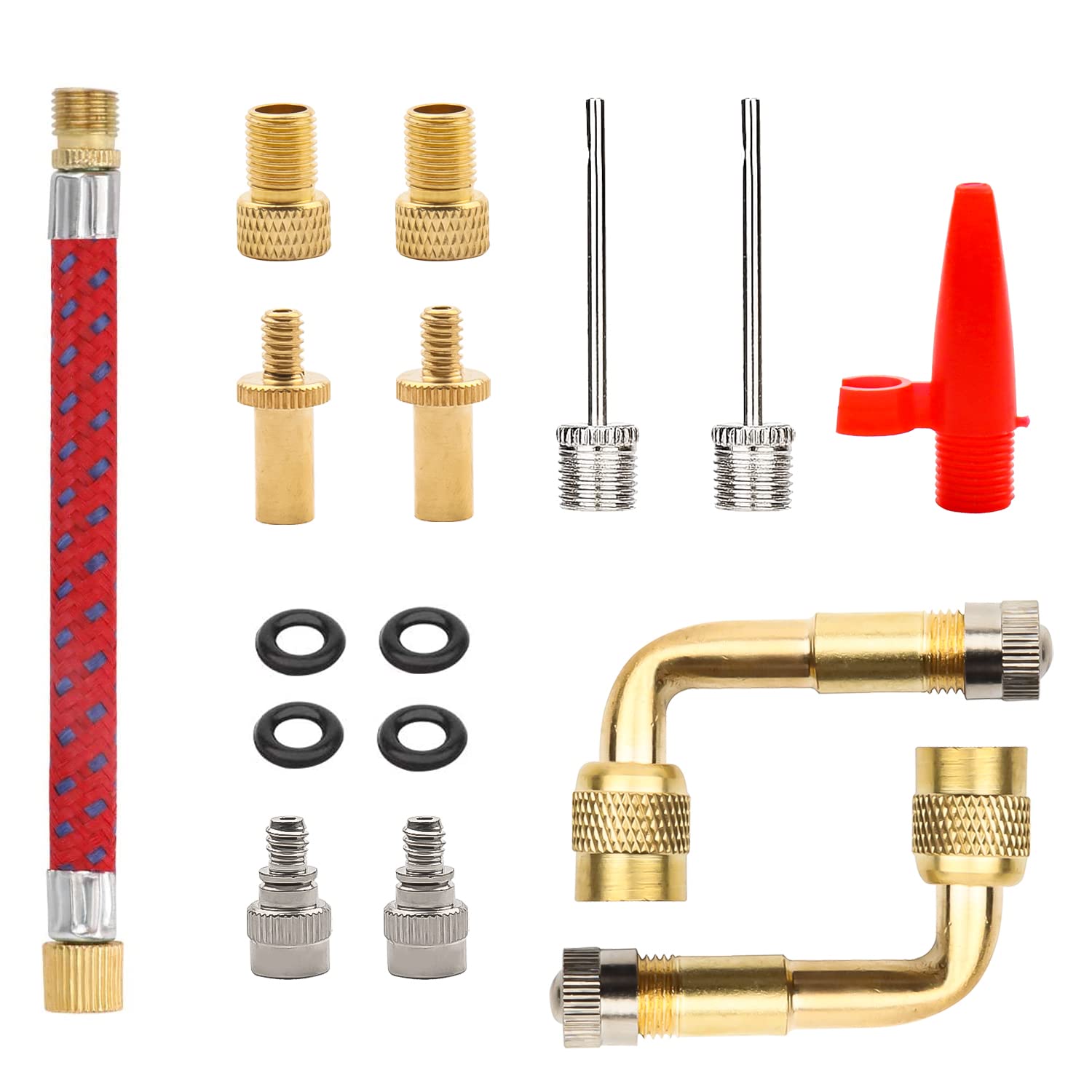 Adapter für Fahrradventil, Fahrrad, Adapter, Konverter SV AV DV Adapter Ventil Presta Schrader Messing und Nadel zum Aufpumpen von Bällen und Verlängerungsventil (12 Stück) von Txeouse